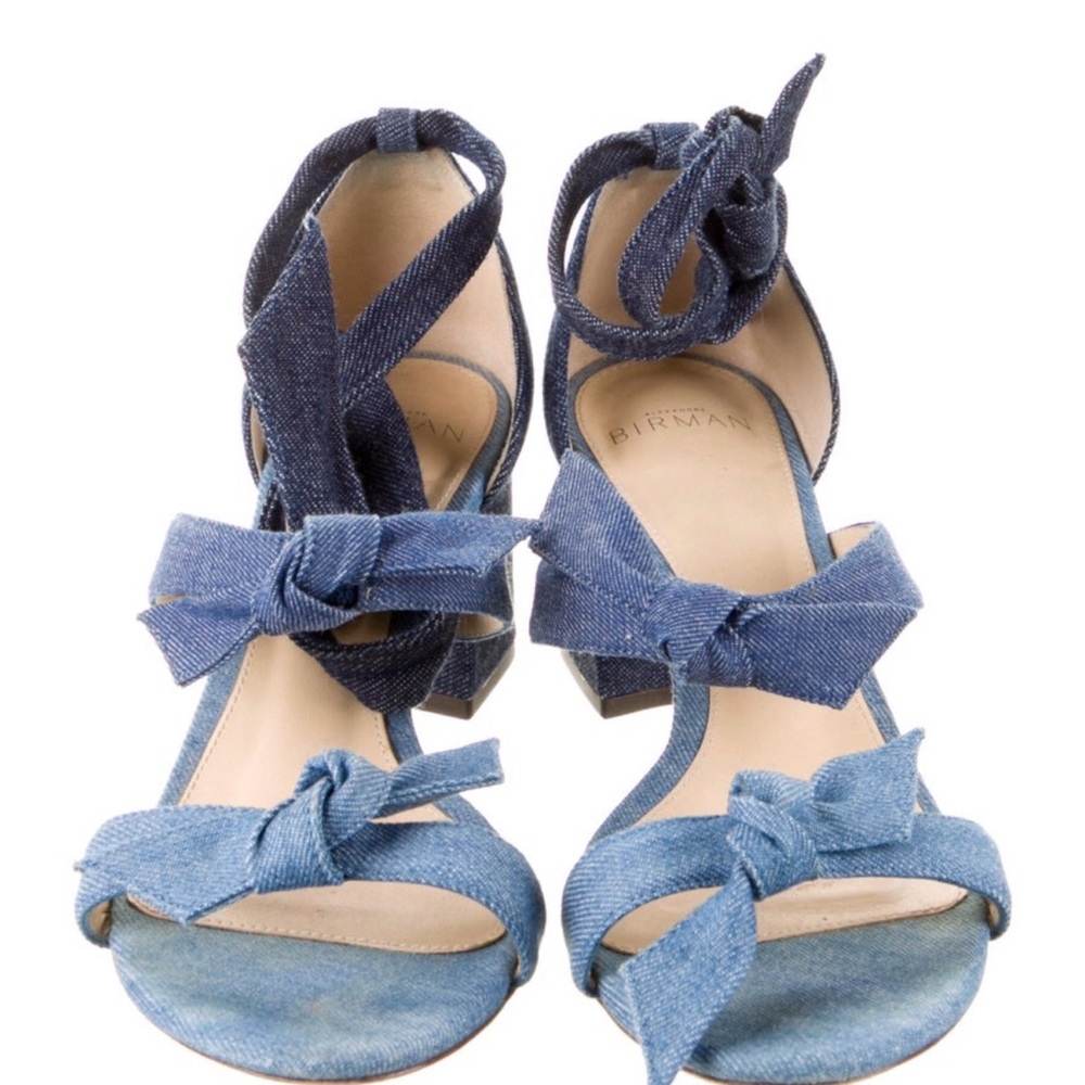 Alexandre Birman Blue Denim Knot Ankle-Tie Sandals